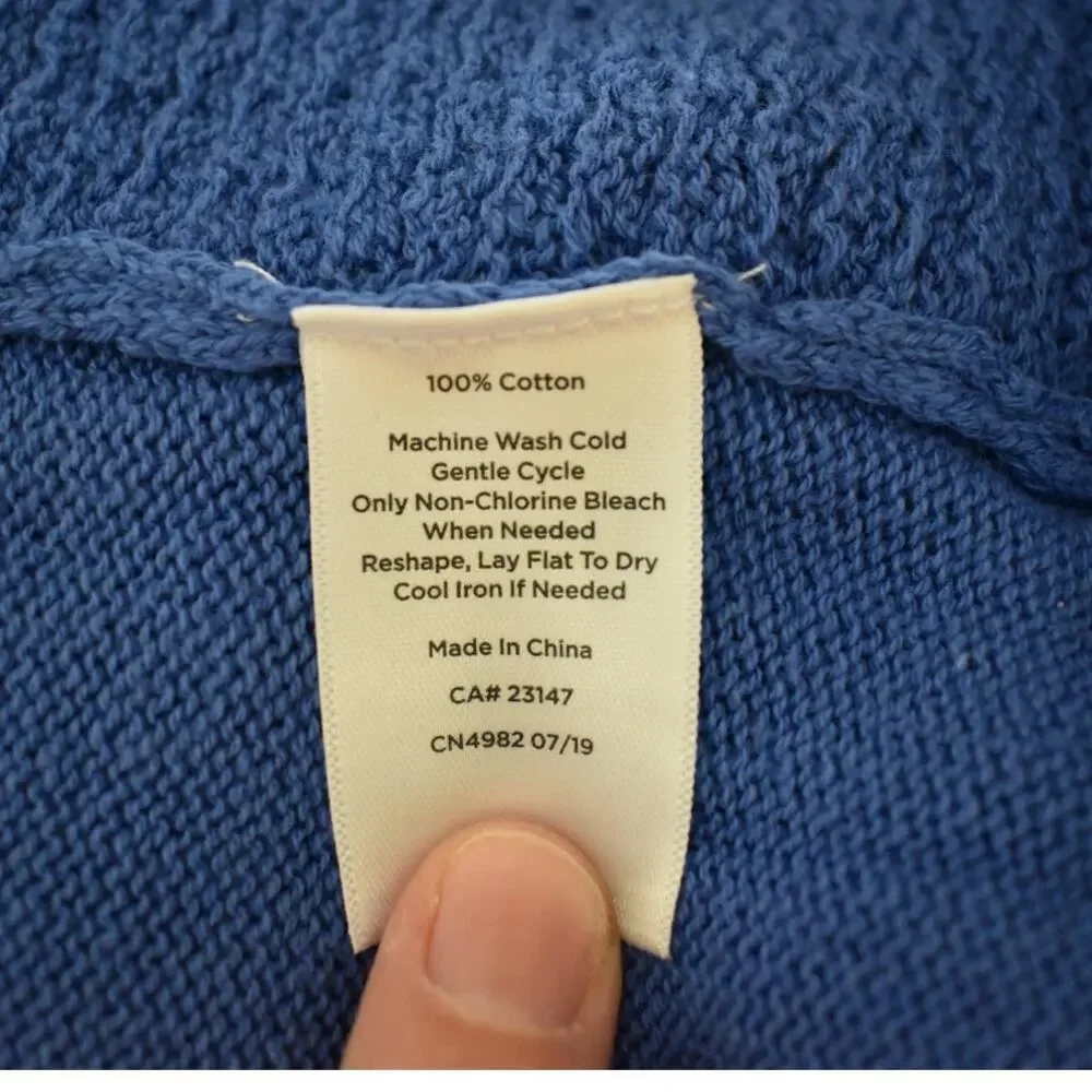 Talbots Outlet Sweater Size Medium Petite NWT Blue Pullover Waffle Knit Light